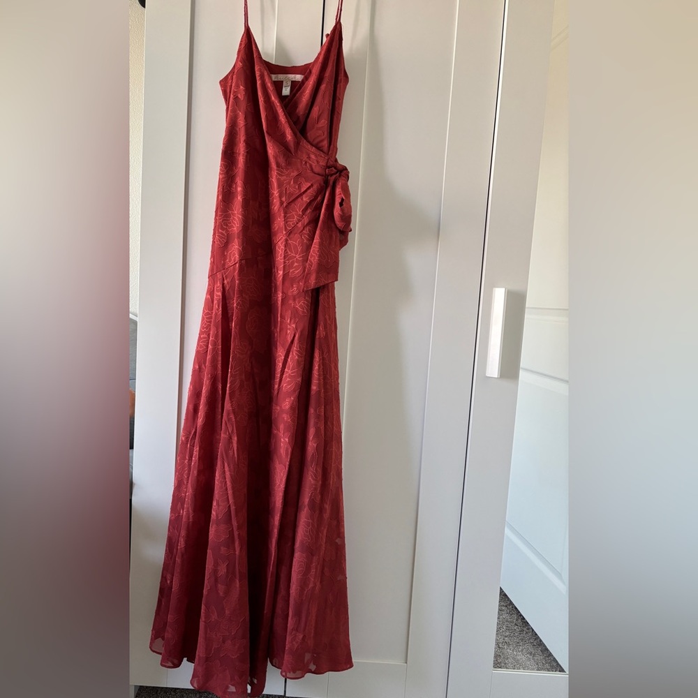 Anthropologie Women’s Alden Wrap Maxi Dress Rust Red Size S
